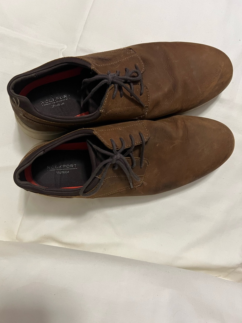 Rockport Brown Leather Lace-Up Derby Shoes with Dark Laces
